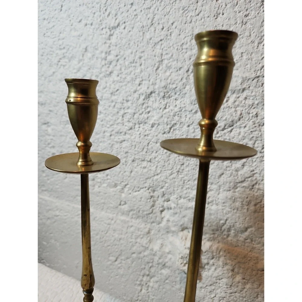 Pair of  Vintage Jarvie Style Brass Candlestick Holders 10.5